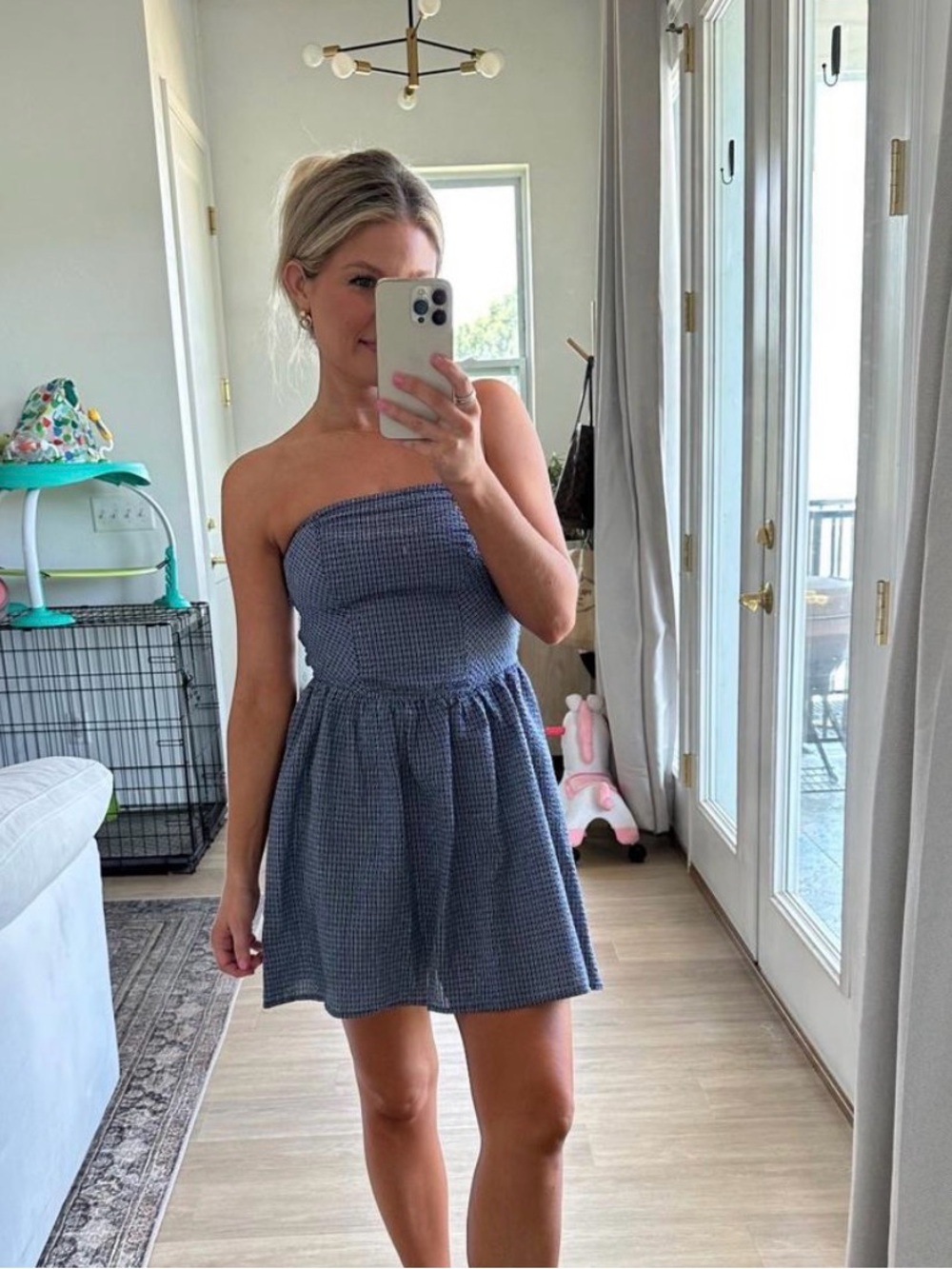 Strapless mini dress